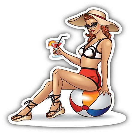 Pin Up Girl Hot Retro Summer Sticker Decal Design