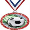 Soccer Red Trellis Medal Silver, 2.5" Youth Soccer Prizes, Kids Soccer Trophy Medal Awards 50 Pack view 1