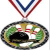 Bowling Black Trellis Medal Silver, 2.5" Bowling Most Improved Prizes, Kids Bowling Trophy Medal Awards 50 Pack Prime view 1