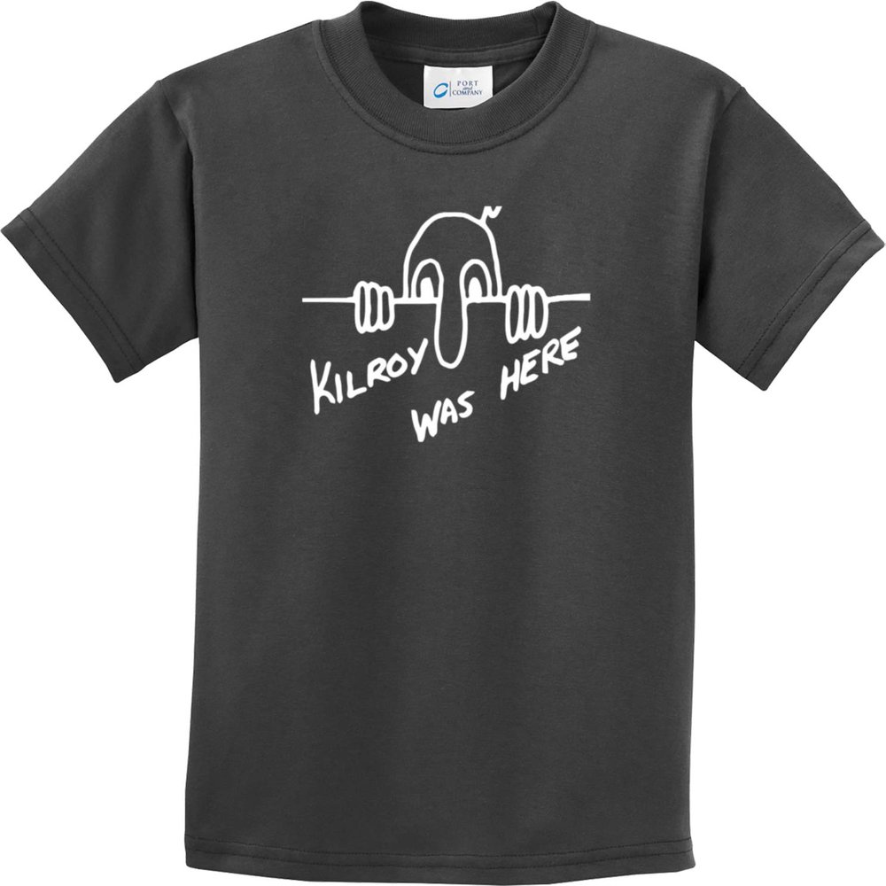 Buy Cool Shirts Kilroy was Here Youth Kids Shirt, Charcoal Small