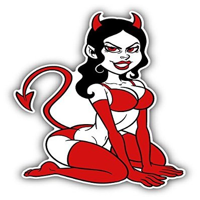 Zirni Pin Up Woman Devil Cartoon Sticker Decal Design