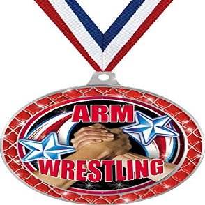 Arm Wrestling Red Trellis Medal Silver, 2.5" Wrestling Prizes, Kids Arm Wrestler Trophy Medal Awards 100 Pack Prime