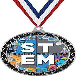 STEM Black Trellis Medal Silver, 2.5" Science Education Academic Prizes, Kids Student Trophy Medal Awards 20 Pack