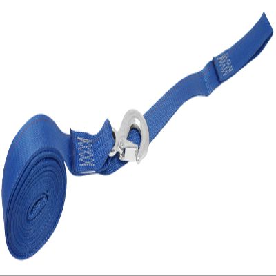 CustomTieDowns 1.5 Inch x 20 Foot Replacement Winch Strap, Boat Hook On One End, 18 Inch Safety Strap with A Soft Loop, 1 Inch Loop On Opposite End for Attachment to Winch. (Blue)