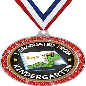 Kindergarten Graduation Red Trellis Medal Silver, 2.5" Kids Graduation Prizes, Kids Graduating Trophy Medal Awards 100 Pack Prime