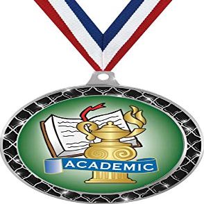 Academic Black Trellis Medal Silver, 2.5" Kids Academic Prizes, Kids Education Trophy Medal Awards 10 Pack Prime