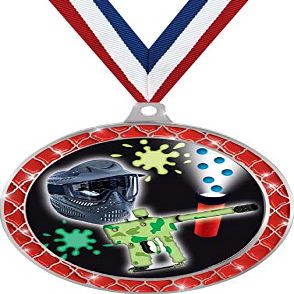Paintball Red Trellis Medal Silver, 2.5" Paintball Prizes, Kids Paintball Trophy Medal Awards 100 Pack