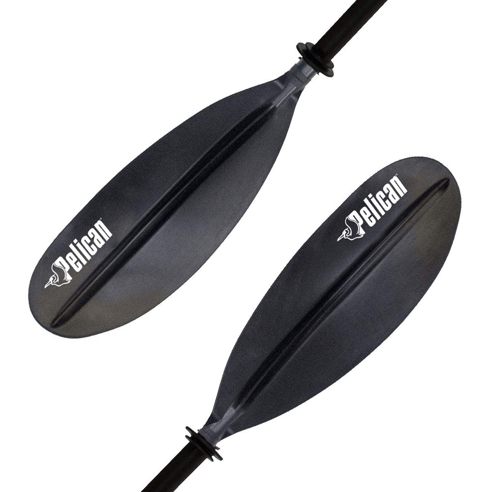 Pelican - Standard Kayak Paddle - Black - 220 cm (86.6 in.) - Aluminum Shaft and a Durable Polypropylene Blade - 0/65 Blade Angle - with Drip Ring - PS1965-00