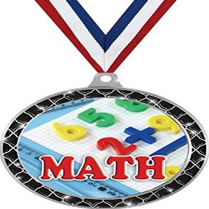 Mathematics Black Trellis Medal Silver, 2.5" Math Prizes, Kids Math Trophy Medal Awards 50 Pack Prime