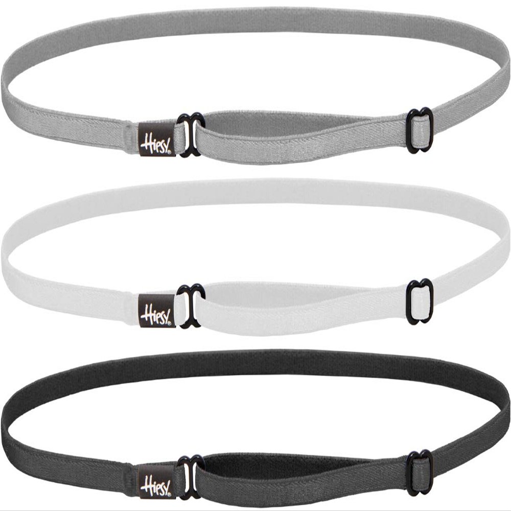 Hipsy Women's Adjustable Elastic Nurse Headbands, 3pk (Charcoal/White/Silver)