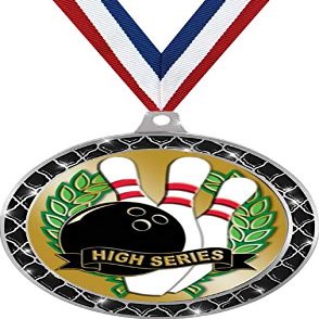 Bowling Black Trellis Medal Silver, 2.5" Bowling High Series Prizes, Kids Bowling Ball Trophy Medal Awards 50 Pack Prime