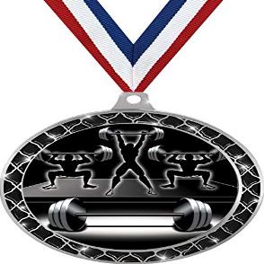 Bodybuilding Black Trellis Medal Silver, 2.5" Weightlifting Prizes, Bodybuilder Trophy Medal Awards 100 Pack Prime