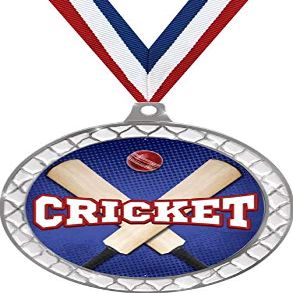 Cricket White Trellis Medal Silver, 2.5" Cricket Prizes, Kids Cricket Trophy Medal Awards 50 Pack Prime
