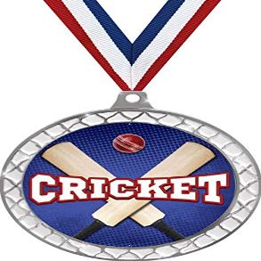 Cricket White Trellis Medal Silver, 2.5" Cricket Prizes, Kids Cricket Trophy Medal Awards 50 Pack Prime