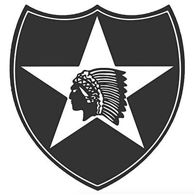2nd Infantry Division - Indianhead - Die Cut Vinyl Decal - 3.9" W X 5.5" H Matte Black HGC1617.09