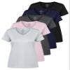 Real Essentials 5 Pack: Women's Dry-Fit Short Sleeve V Neck T Shirt Workout Fitness Yoga Top Tee, Set 6, S view 1
