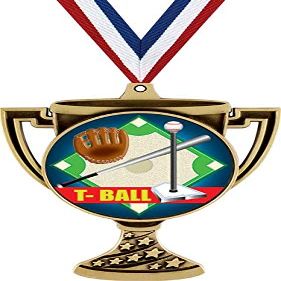 T-Ball Trophy Cup Medal Gold, 3" Youth Baseball Tball Prizes, Kids T-Ball Trophy Medal Awards 10 Pack Prime