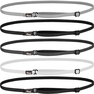 Hipsy Women's Elastic & Adjustable Stretchy Running Headband Multi Pack (Black/White/Charcoal/Black/Silver Elastic 5pk)