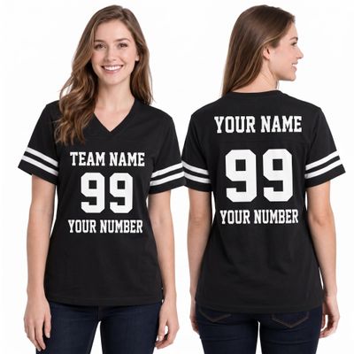 Customized Lady Cotton Jersey - Your Own Personalized 2 Side Custom Cotton Women - Custom Team Uniform X-Large Black