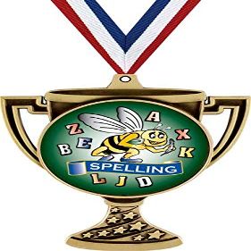Spelling Trophy Cup Medal Gold, 3" Kids Spelling Bee Prizes, Kids Spelling Trophy Medal Awards 10 Pack Prime