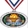 3rd Place White Trellis Medal Silver, 2.5" Third Place Prizes, Kids Third Place Trophy Medal Awards 100 Pack Prime view 1