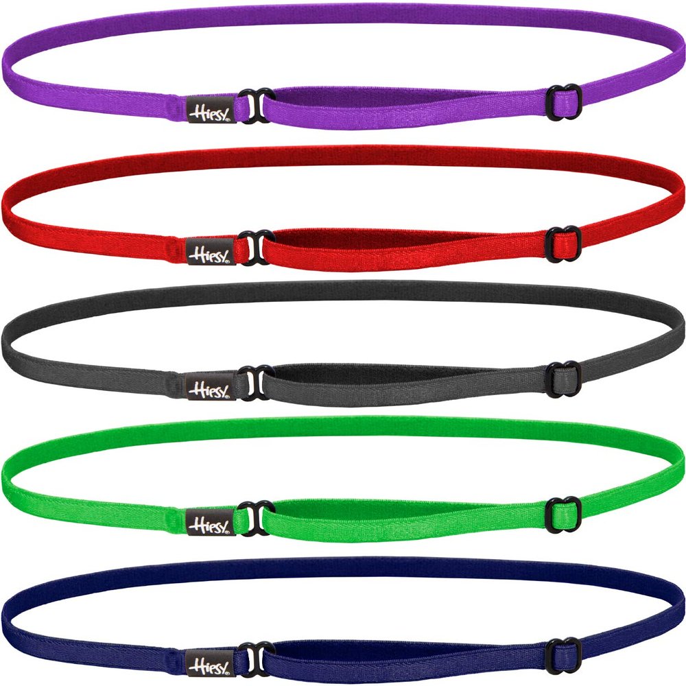 Hipsy Women's Elastic & Adjustable Stretchy Running Headband Multi Pack (Navy/Green/Charcoal/Red/Purple Elastic 5pk)