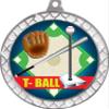 T-Ball White Trellis Medal Silver, 2.5" Youth Baseball Tball Prizes, Kids T-Ball Trophy Medal Awards 10 Pack Prime view 2