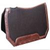 Showman 30" x 30" Brown Felt Saddle Pad w/Floral Tooled Leather Trim view 1