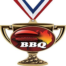 BBQ Trophy Cup Medal Gold, 3" Cooking Prizes, Kids Cook Off Trophy Medal Awards 100 Pack Prime