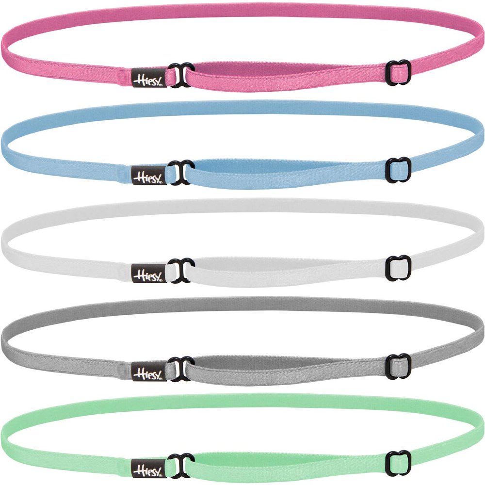 Hipsy Women's Elastic & Adjustable No Slip Running Stretchy Headband Multi Pack (Mint/Silver/White/Light Blue/Pink Elastic 5pk)