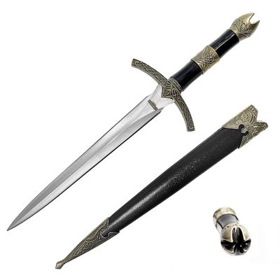 Fantasy Edge 15" King Solomon Style Medieval Short Sword. Gold Color Handle With Stainless Steel Blade. For Collections, Gifts