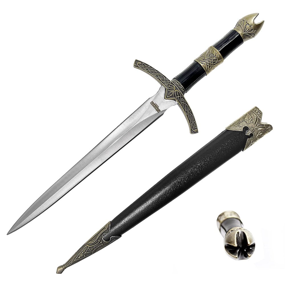 Fantasy Edge 15" King Solomon Style Medieval Short Sword. Gold Color Handle With Stainless Steel Blade. For Collections, Gifts