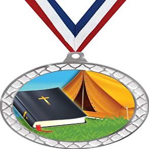 Bible Camp White Trellis Medal Silver, 2.5" Religious Bible Prizes, Kids Bible Trophy Medal Awards 50 Pack Prime