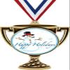 Happy Holidays Trophy Cup Medal Gold, 3" Holiday Prizes, Kids Holiday Trophy Medal Awards 100 Pack view 1