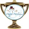 Happy Holidays Trophy Cup Medal Gold, 3" Holiday Prizes, Kids Holiday Trophy Medal Awards 100 Pack view 2