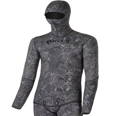 Mares Pure Instinct 3mm Spearfishing Freediving Wetsuit Top Jacket, Explorer Camo Black - S5 /XL (P-422040-S5_E)
