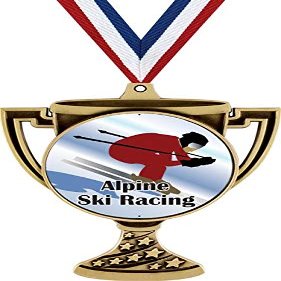 Alpine Ski Racing Trophy Cup Medal Gold, 3" Downhill Skiing Prizes, Kids Alpine Skiing Trophy Medal Awards 50 Pack Prime
