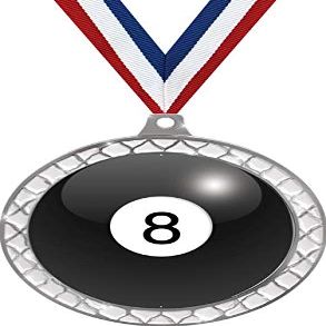 Billiards White Trellis Medal Silver, 2.5" Billiards 8 Ball Prizes, Kids 8 Ball Pool Trophy Medal Awards 50 Pack Prime