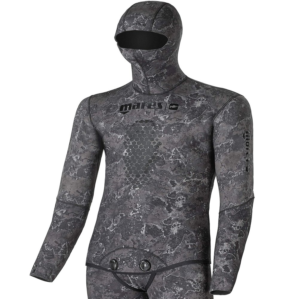 Mares Pure Instinct 3mm Spearfishing Freediving Wetsuit Top Jacket, Explorer Camo Black - S6 /XXL (P-422040-S6_E)