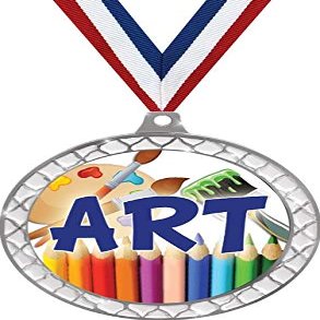 Art White Trellis Medal Silver, 2.5" Artist Prizes, Kids Art Trophy Medal Awards 50 Pack Prime