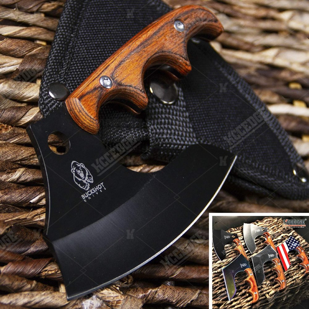 Tactical Knife Hunting Knife Survival Knife Full Tang Hand Axe Fixed Blade Knife Razor Sharp Edge Camping Accessories Camping Gear Survival Kit Survival Gear Tactical Gear 76445 (Black)