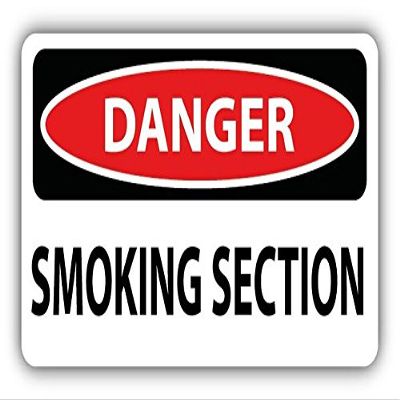 Zirni Danger Smoking Section Slogan Sign Sticker Decal Design