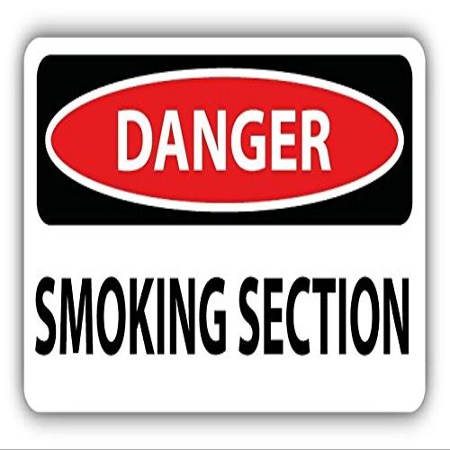 Zirni Danger Smoking Section Slogan Sign Sticker Decal Design