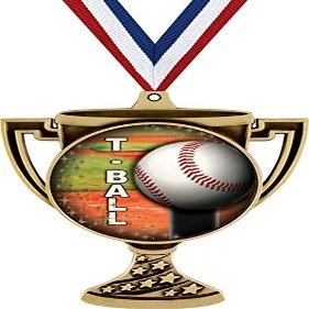 Kids Baseball Trophy Cup Medal Gold, 3" T Ball Prizes, Kids Tball Trophy Medal Awards 10 Pack Prime