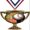 Kids Baseball Trophy Cup Medal Gold, 3" T Ball Prizes, Kids Tball Trophy Medal Awards 10 Pack Prime view 1