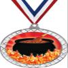 Chili Cook Off White Trellis Medal Silver, 2.5" Flaming Hot Chili Pot Prizes, Kids Cooking Trophy Medal Awards 50 Pack Prime view 1
