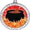 Chili Cook Off White Trellis Medal Silver, 2.5" Flaming Hot Chili Pot Prizes, Kids Cooking Trophy Medal Awards 50 Pack Prime view 2