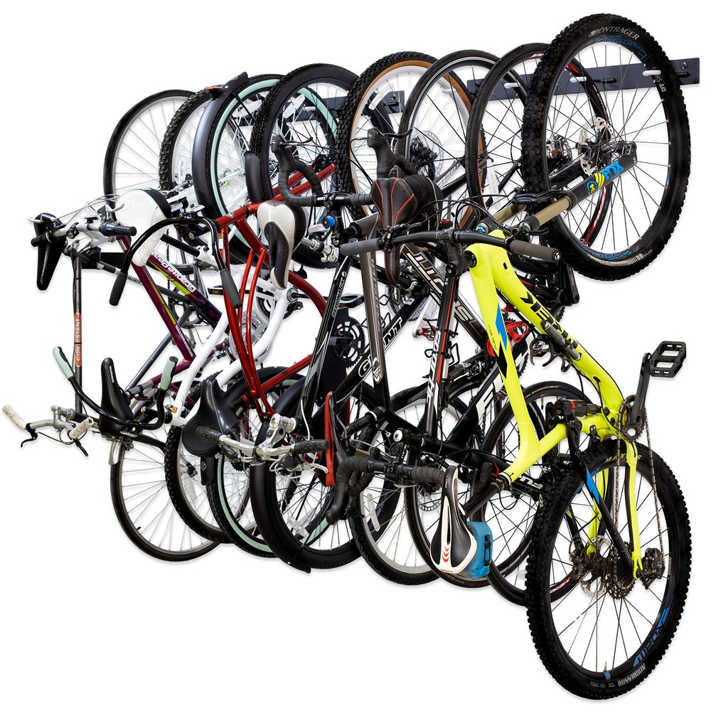 StoreYourBoard Virginia Bike Co BLAT 8 Bike Racks, Garage Wall Mount Bike Storage, Heavy Duty Solid Steel Bike Hooks, up to 400lbs, 72-inch