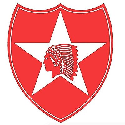 2nd Infantry Division - Indianhead - Die Cut Vinyl Decal - 3.9" W X 5.5" H Red HGC1617.02