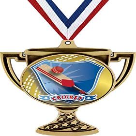 Cricket Trophy Cup Medal Gold, 3" Cricket Bat Prizes, Kids Cricket Trophy Medal Awards 100 Pack